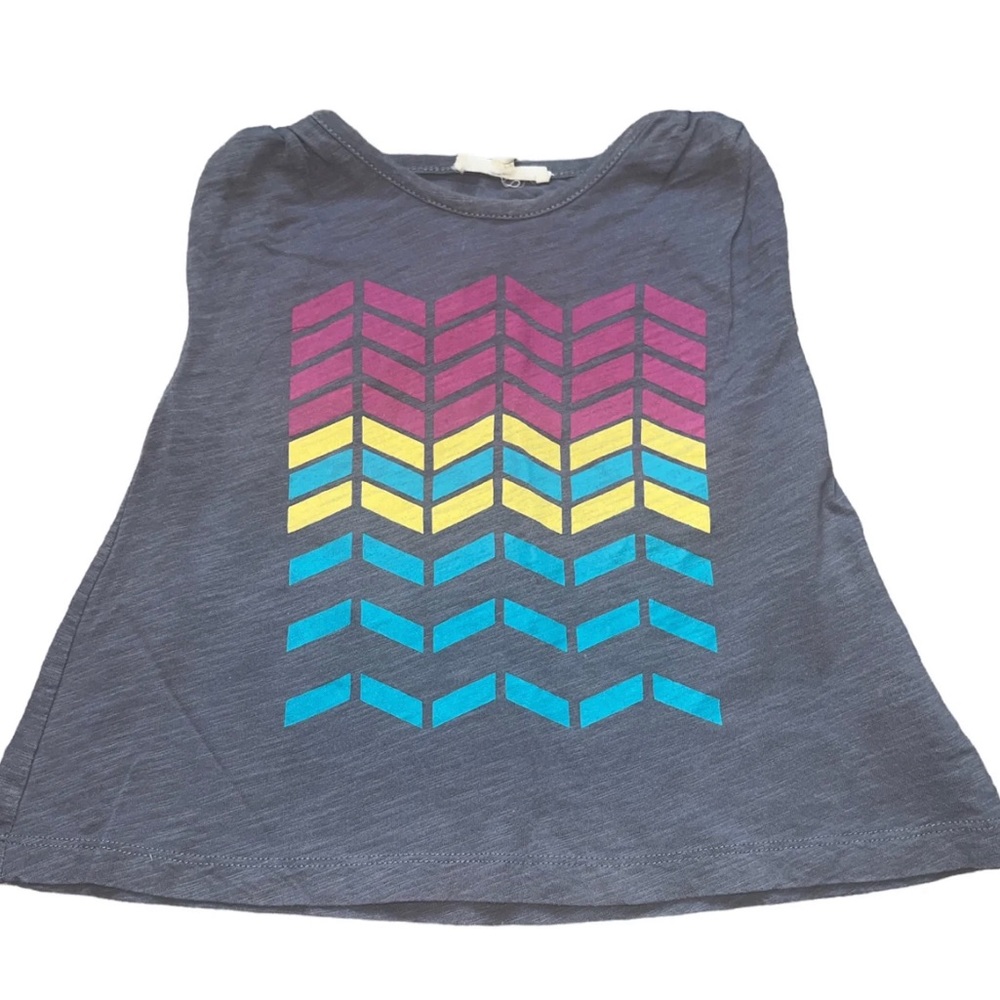 Appaman girls chevron print slub tank with button shoulder detail size 7 gray